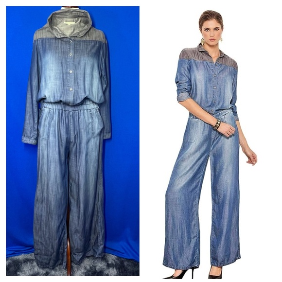 Standards & Pracitces Pants - 💙|•STANDARDS & PRACTICES•| Lightweight Denim Wide Leg Jumpsuit Size Large